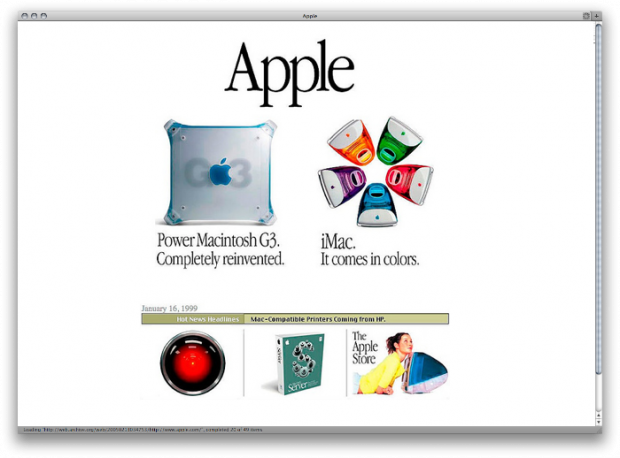 1999-leden historie design webu Apple.com