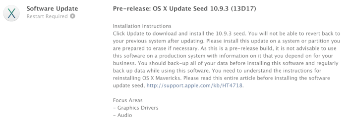 OS X 10.9.3 Build Mavericks 13D17