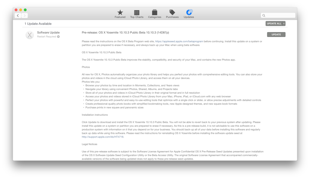 OS X Yosemite 10.10.3 veřejná beta