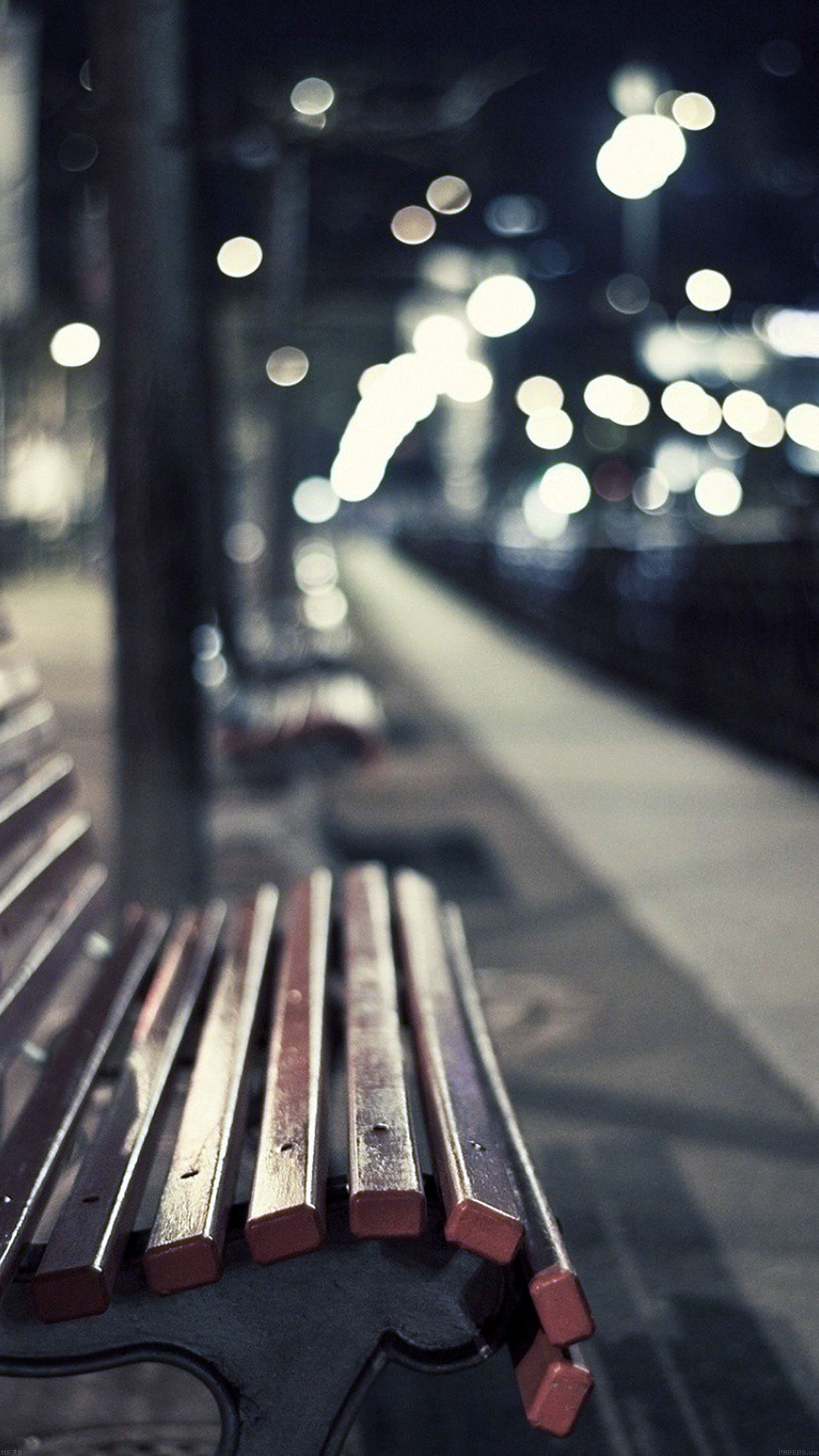 street-chair-melancholy-night-lights-bokeh-city-34-iphone6-plus-wallpaper