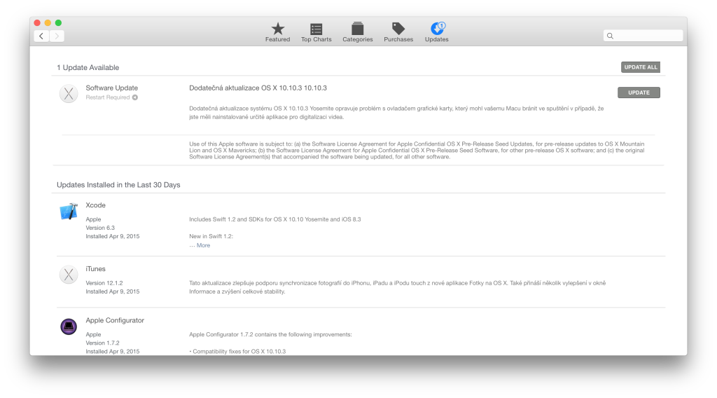 OS X 10.10.3 Dodatečná aktualizace