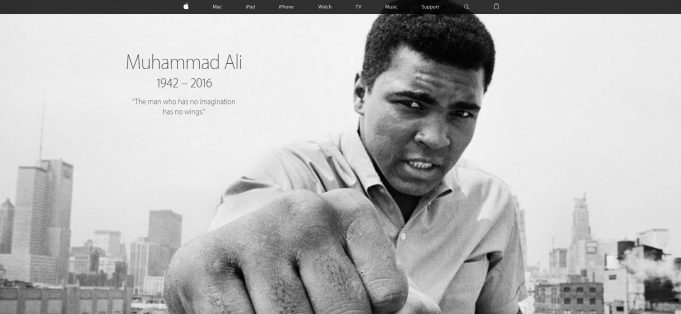 Oficiální stránky Applu zdobí zesnulý Muhammad Ali