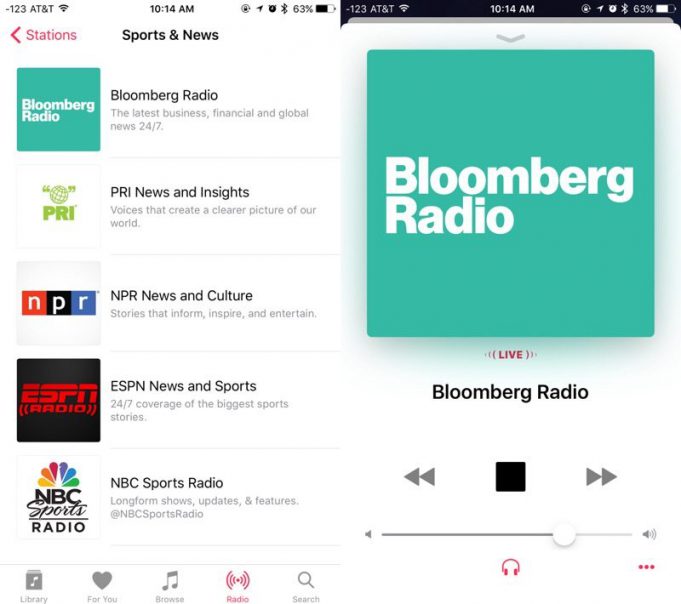 Rádio Bloomberg bylo přidáno do Apple Music ve více než 100 zemích