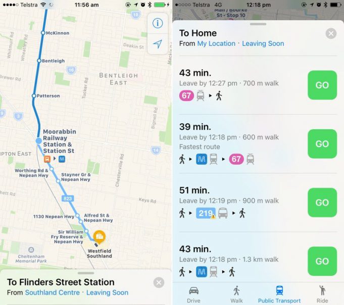 Apple Maps Transit nyní pokrývájí i Melbourne v Austrálii