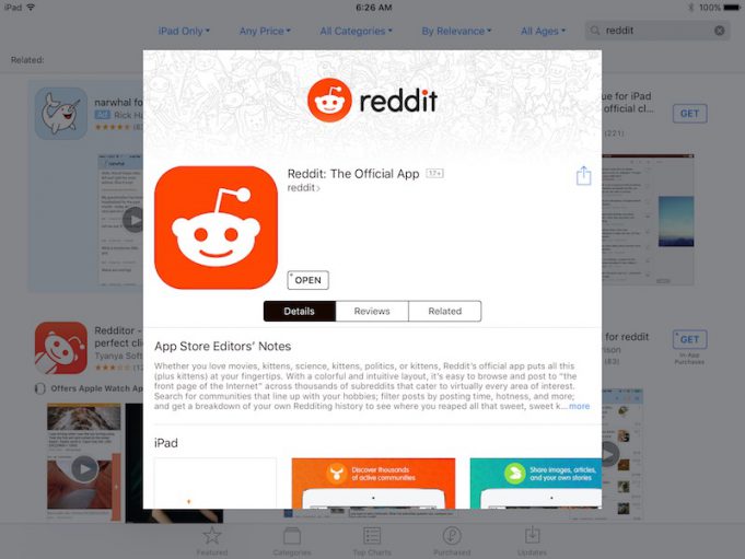 Aplikace Reddit dostala iPad podporu