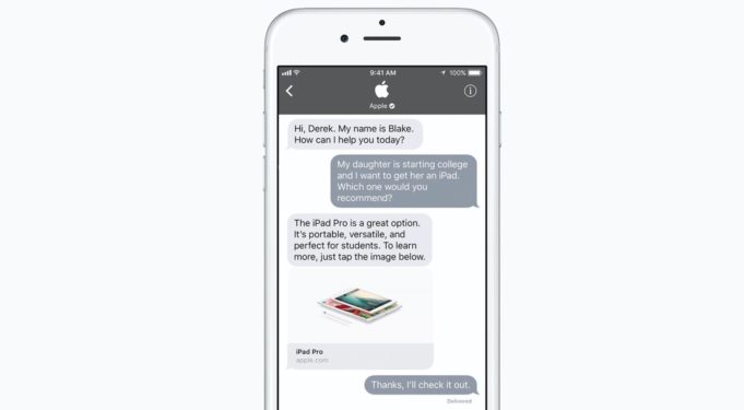 iOS 11 obsahuje novou funkci Business chat v iMessage