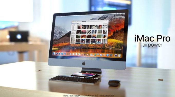 Koncept – iMac s místem pro beztrádovou nabíječku