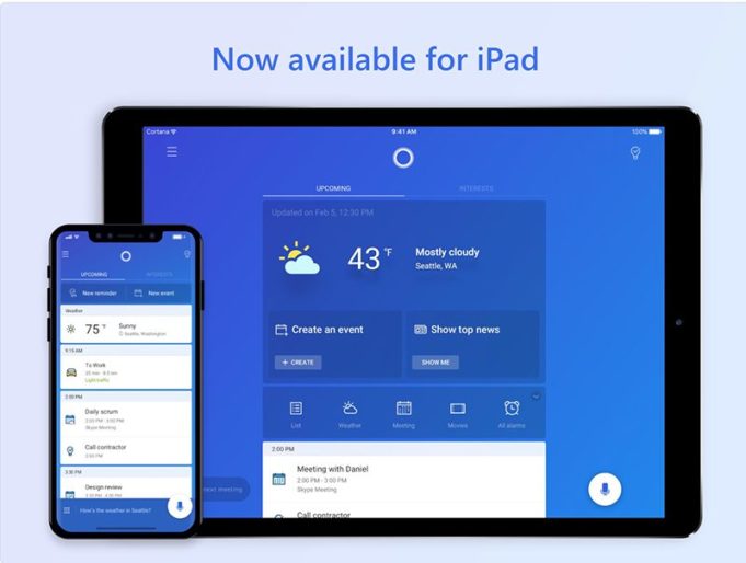 Aplikace Cortana dostala nový design a je nyní optimalizována pro iPad