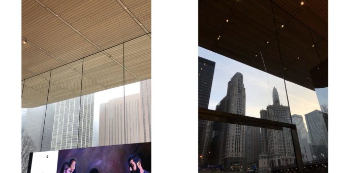 Apple Store má velkou prasklinu ve skleněné stěně