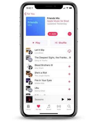 Apple Music zobrazuje písně přátel jako má Spotify