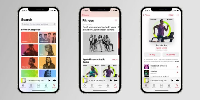 Apple Music obsahuje novou kategorii, v níž najdete celou řadu seznamů skladeb pro Fitness+