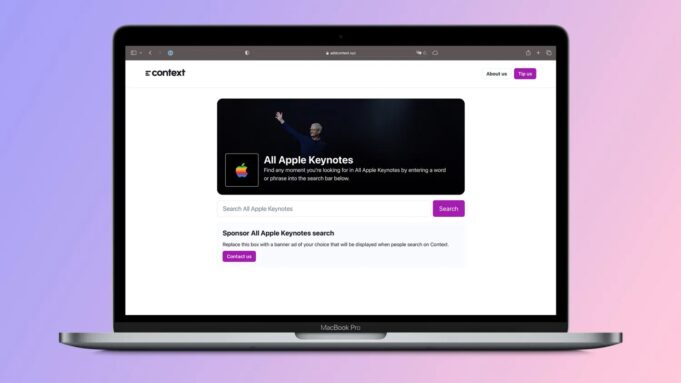 Web Context vám umožní najít konkrétní okamžiky z keynote Apple pouhým hledáním klíčových slov