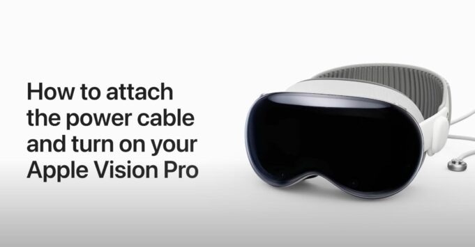 Apple návody – Jak připojit napájecí kabel a zapnout Apple Vision Pro