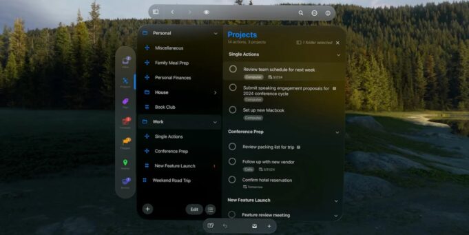 OmniFocus je nyní k dispozici pro Apple Vision Pro