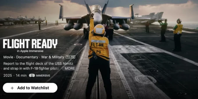 Apple přináší nové video ve formátu Apple Immersive: dokument Flight Ready o pilotech F-18